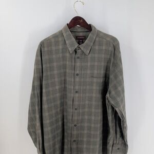 Covington Long Sleeve Flannel Plaid Classic Button-Up Shirt Green Brown Size 2XL